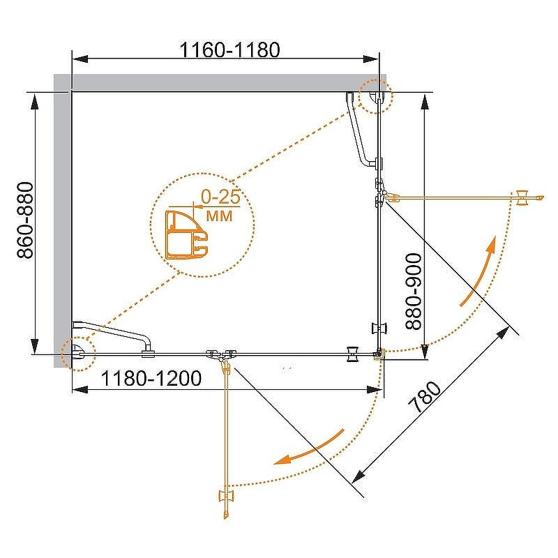 Душевой уголок Cezares Verona 120x90 VERONA-W-AH-2-120/90-C-Cr