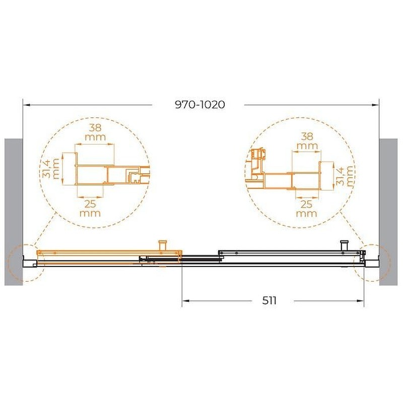 Душевая дверь Cezares Molveno 100 MOLVENO-BF-3-100-C-BORO-IV