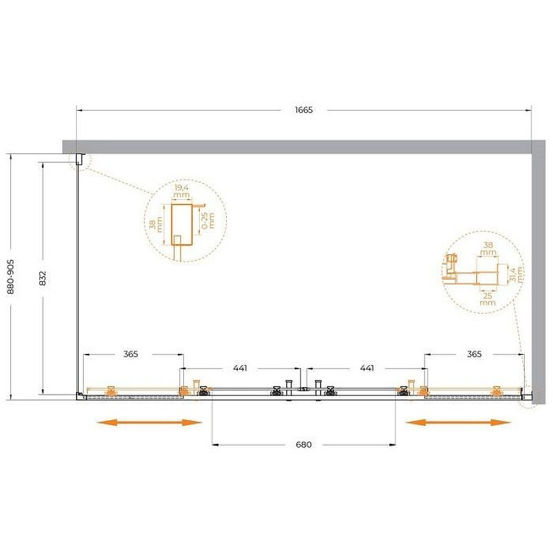 Душевой уголок Cezares Molveno 170x90 MOLVENO-AH-2/1-170/90-C-GM-IV