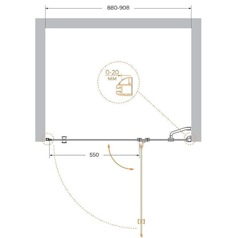 Душевая дверь Cezares Verona 90 VERONA-W-B-12-90-C-Cr