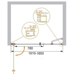 Душевая дверь Cezares Elena 160 ELENA-W-B-11-80+90-C-Cr