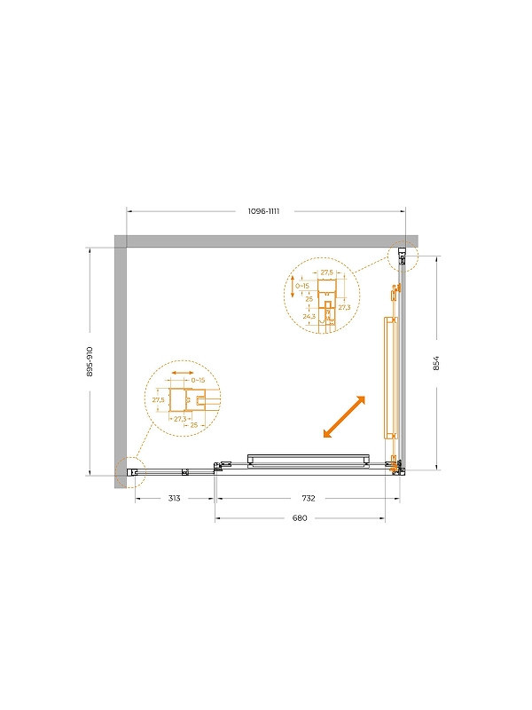 Душевой уголок Cezares Lux 110x90 LUX-AH-FS-11-110/90-C-GM