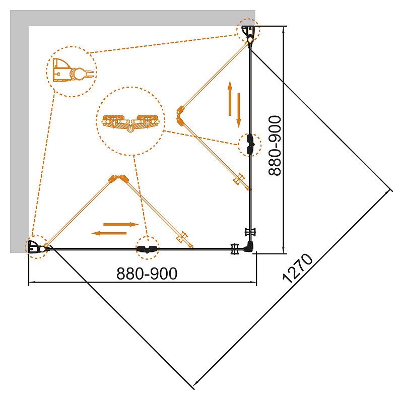 Душевой уголок Cezares Eco 90x90 ECO-O-AS-2-90-C-Cr