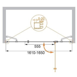 Душевая дверь Cezares Elena 165 ELENA-W-B-13-80+60/30-C-Cr