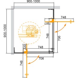 Душевой уголок Cezares Slider 100x100 SLIDER-A-2-90/100-BR-Cr
