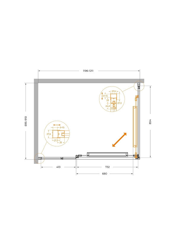 Душевой уголок Cezares Lux 120x90 LUX-AH-FS-11-120/90-C-GM