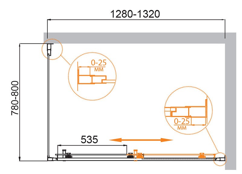 Душевой уголок Cezares Molveno 130x80 MOLVENO-AH-11-130/80-C-Cr-IV