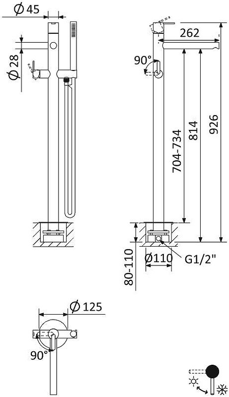 Смеситель для ванны Cezares Leaf LEAF-VDP-L-NOP