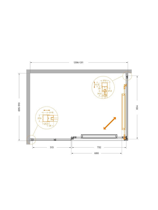 Душевой уголок Cezares Lux 130x90 LUX-AH-FS-11-130/90-C-GM