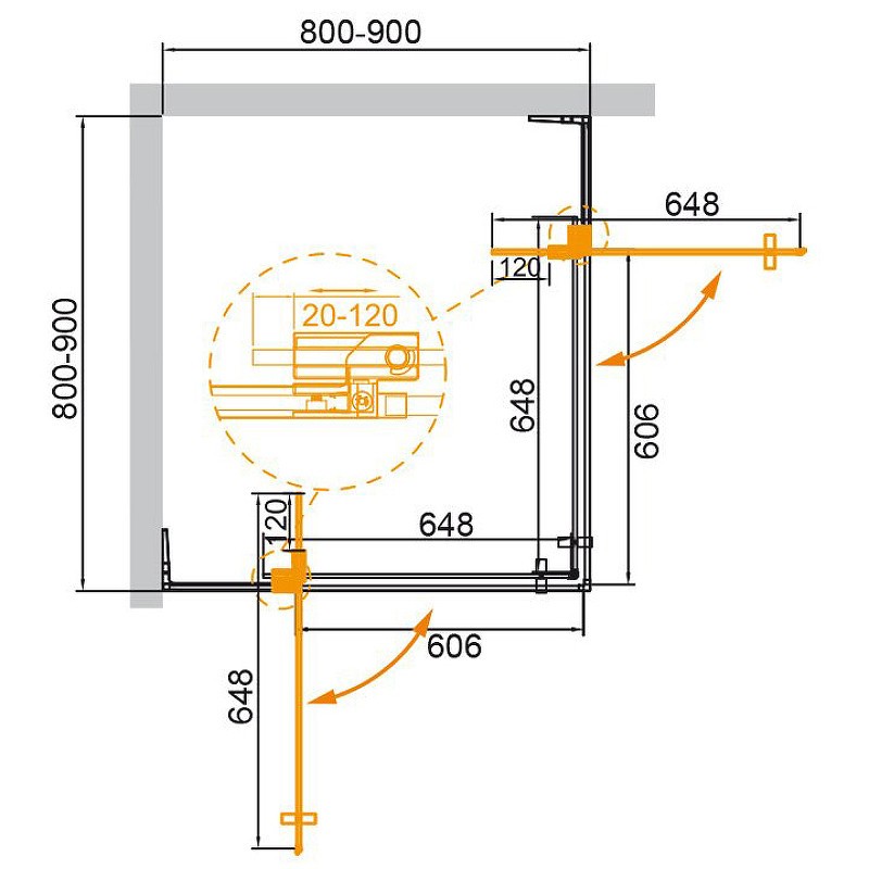 Душевой уголок Cezares Slider 90x90 SLIDER-A-2-80/90-C-NERO
