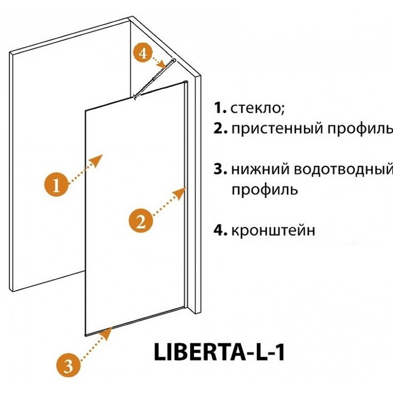 Душевая перегородка Cezares Liberta 125 LIBERTA-L-1-TB-125-C-NERO