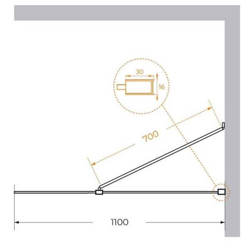 Душевая перегородка Cezares Liberta 110 LIBERTA-L-1-TB-110-BR-Cr