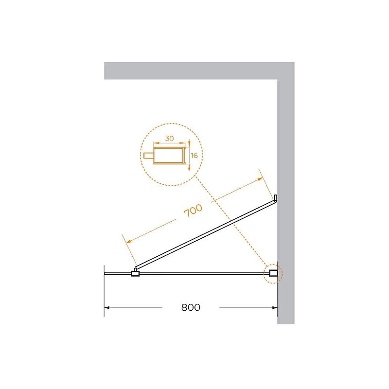 Душевая перегородка Cezares Liberta 80 LIBERTA-L-1-TB-80-BR-NERO