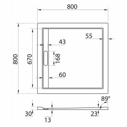 Душевой поддон из искусственного камня Cezares Tray AS 80x80 TRAY-AS-A-80-30-W