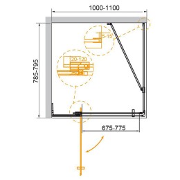 Душевой уголок Cezares Slider 110x80 SLIDER-AH-1-80-100/110-GRIGIO-Cr