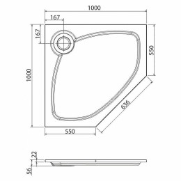 Душевой поддон из искусственного камня Cezares Tray S 100х100 TRAY-S-P-100-56-W