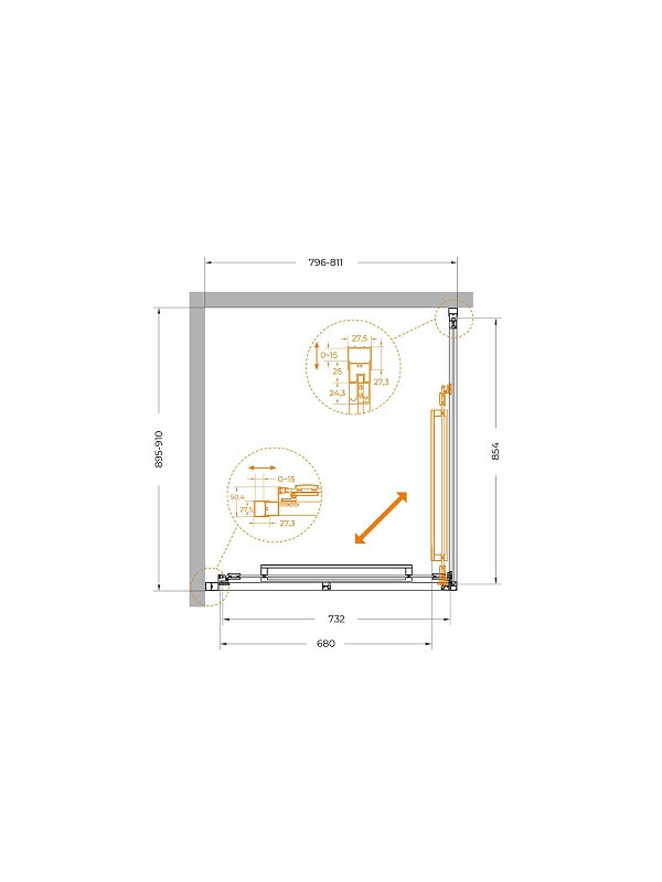 Душевой уголок Cezares Lux 80x90 LUX-AH-FS-1-80/90-C-GM