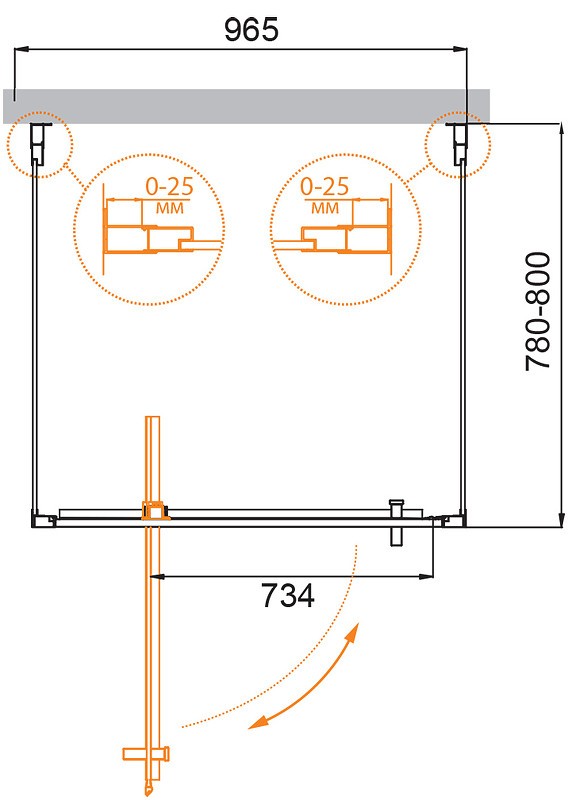 Душевой уголок Cezares Molveno 100x80 MOLVENO-BA2-100/80-C-Cr-IV