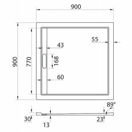 Душевой поддон из искусственного камня Cezares Tray AS 90x90 TRAY-AS-A-90-30-W