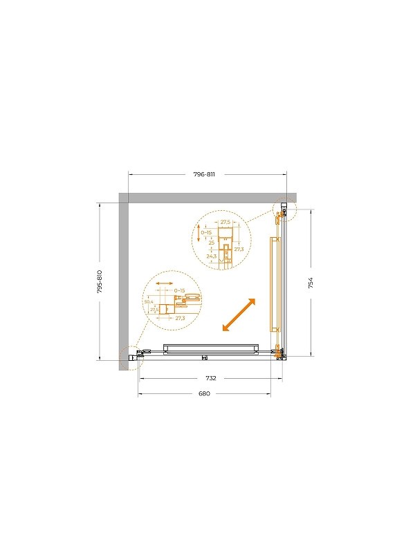 Душевой уголок Cezares Lux 80x80 LUX-A-FS-1-80-C-CR