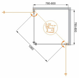 Душевой уголок Cezares Elena 80x80 ELENA-W-A-2-80-P-Cr