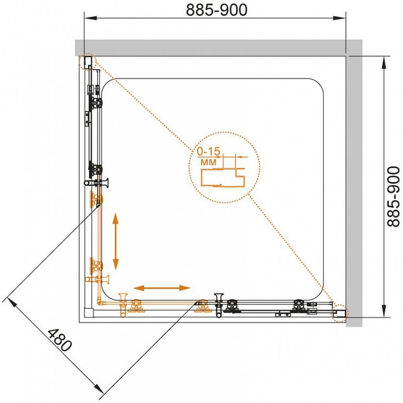 Душевой уголок Cezares Eco 90x90 ECO-O-A-2-90-P-Cr