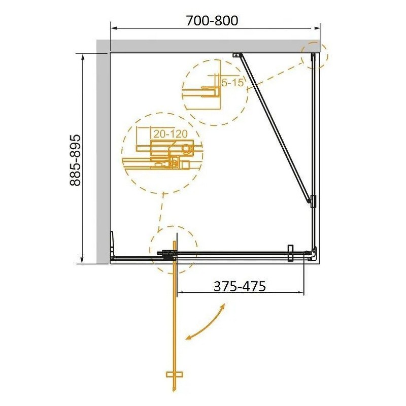 Душевой уголок Cezares Slider 80x90 SLIDER-AH-1-90-70/80-C-NERO