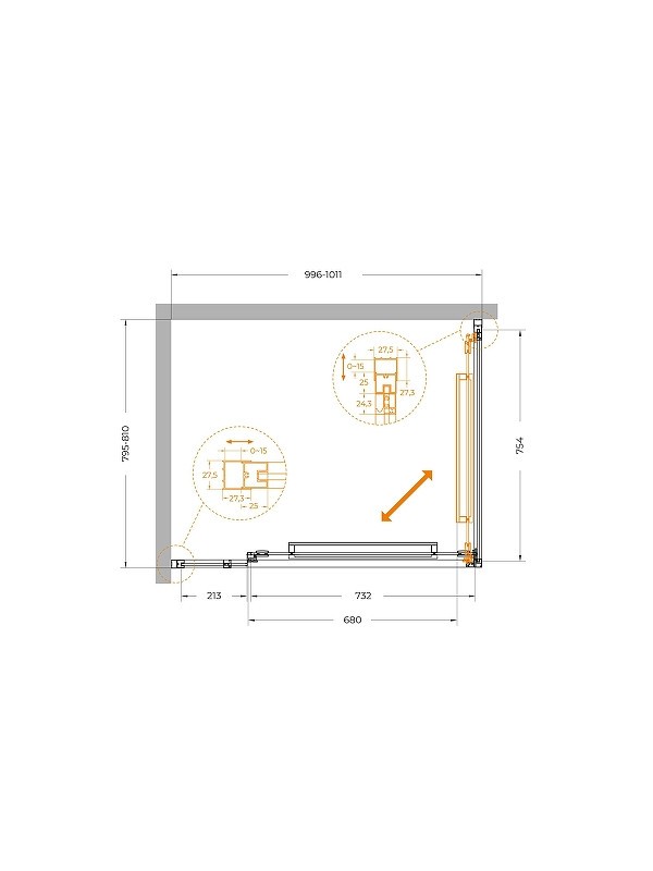 Душевой уголок Cezares Lux 100x80 LUX-AH-FS-11-100/80-C-CR