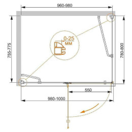 Душевой уголок Cezares Bergamo 100x80 L BERGAMO-W-AH-1-100/80-C-Cr-L