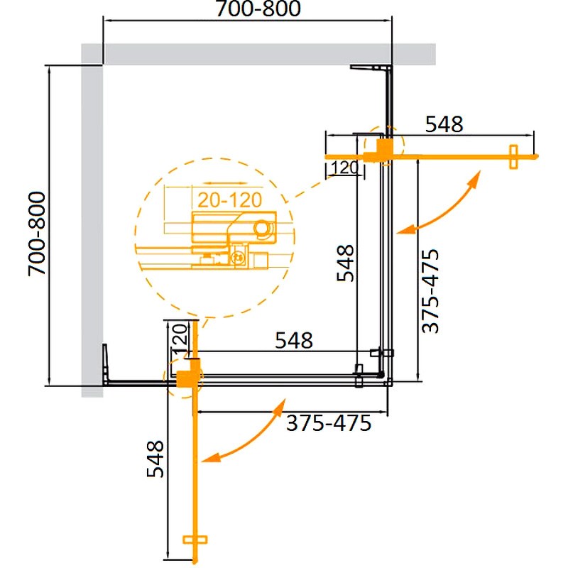 Душевой уголок Cezares Slider 80x80 SLIDER-A-2-70/80-C-NERO