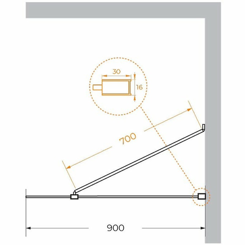 Душевая перегородка Cezares Liberta 90 LIBERTA-L-1-TB-90-GR-Cr