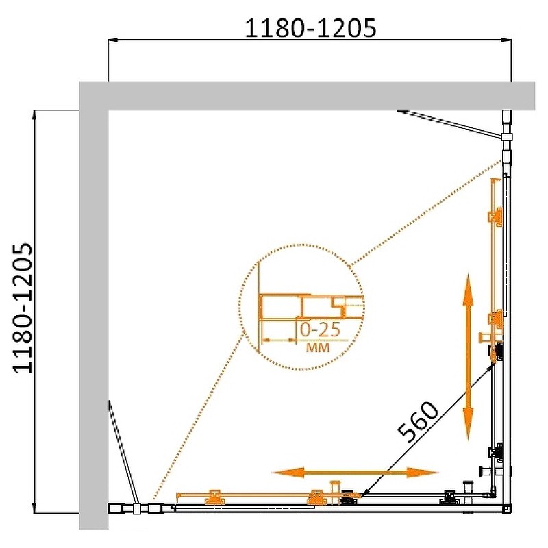 Душевой уголок Cezares Molveno 120x120 MOLVENO-A-22-100+20-C-GM-IV