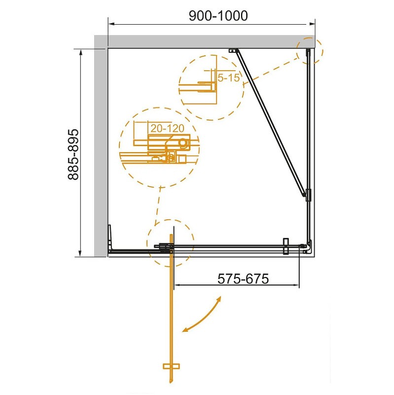 Душевой уголок Cezares Slider 100x90 SLIDER-AH-1-90-90/100-C-NERO