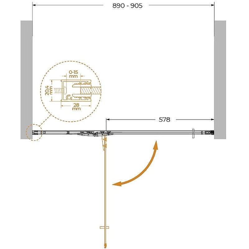Душевая дверь Cezares Liner 90 L LINER-B-12-90-C-Cr-L