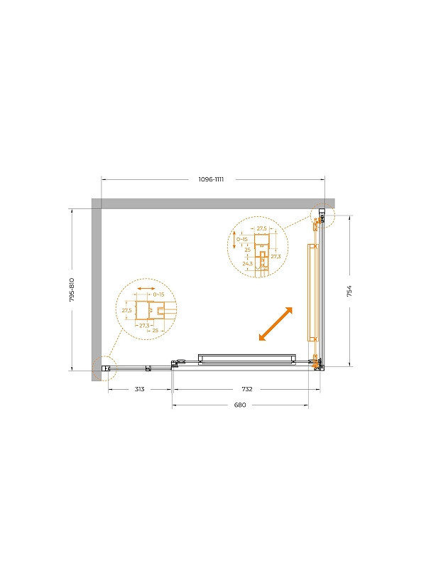 Душевой уголок Cezares Lux 110x80 LUX-AH-FS-11-110/80-C-CR