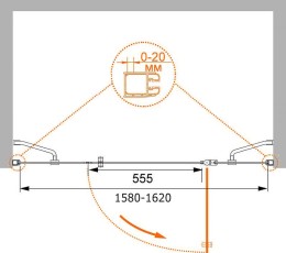Душевая дверь Cezares Elena 160 ELENA-W-B-13-40+60/60-C-Cr