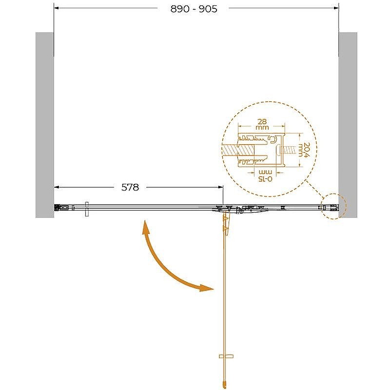 Душевая дверь Cezares Liner 90 R LINER-B-12-90-C-Cr-R
