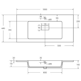 Раковина Cezares 100 CZR-1000/480-LV-MR-PRS
