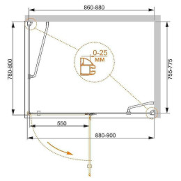 Душевой уголок Cezares Bergamo 90x80 R BERGAMO-W-AH-1-90/80-C-Cr-R