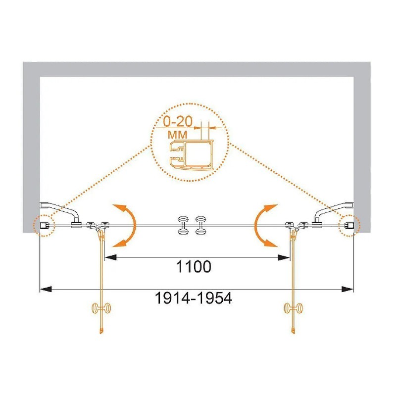 Душевая дверь Cezares Elena 200 ELENA-W-B-22-200-C-Cr