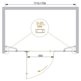Душевая дверь Cezares Bergamo 175 L BERGAMO-W-B-13-80+60/40-C-Cr-L