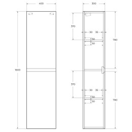 Шкаф пенал Cezares Molveno 40 MOLVENO-1600-2A-SC-ANTR подвесной