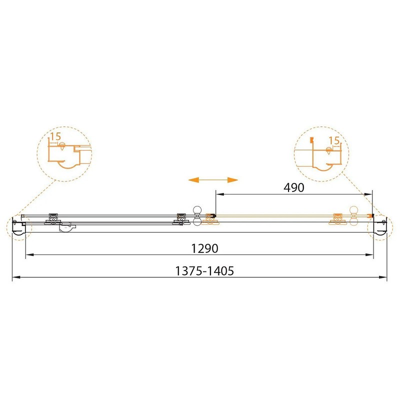 Душевая дверь Cezares Gubileo 140 GIUBILEO-BF-1-140-C-G