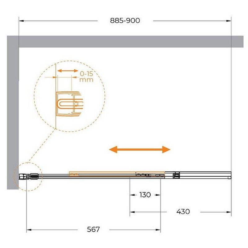 Шторка на ванну Cezares Slider 90 SLIDER-FIX-VF-11-90/150-C-GM
