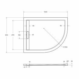 Душевой поддон из искусственного камня Cezares Tray AS 100x80 L TRAY-AS-RH-100/80-30-W-L
