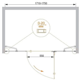 Душевая дверь Cezares Bergamo 175 R BERGAMO-W-B-13-80+60/40-C-Cr-R