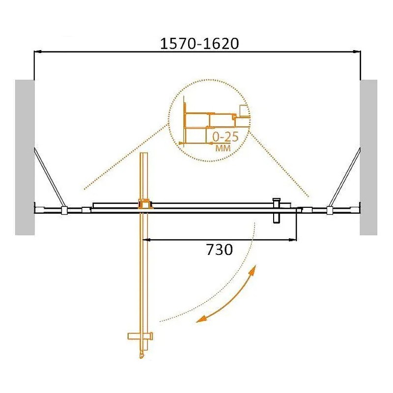 Душевая дверь Cezares Molveno 160 MOLVENO-BA-12-100+60-C-Cr-IV