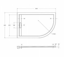 Душевой поддон из искусственного камня Cezares Tray AS 120x80 L TRAY-AS-RH-120/80-30-W-L