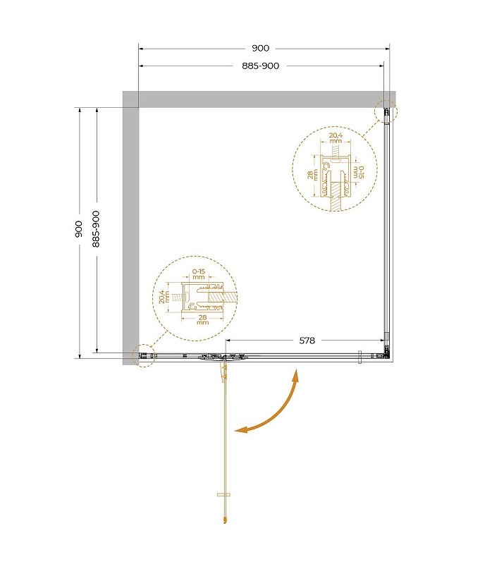 Душевой уголок Cezares Liner 90x90 L LINER-A-1-90-C-GM-L