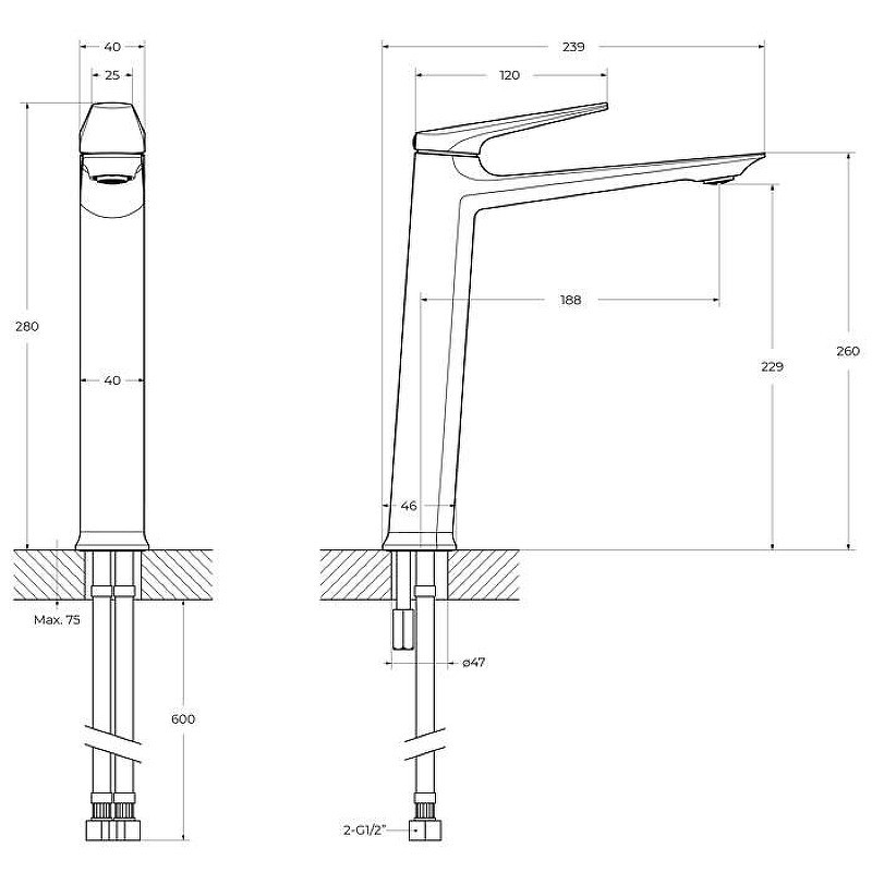 Смеситель для раковины Cezares Liner LINER-LC-GM-W0